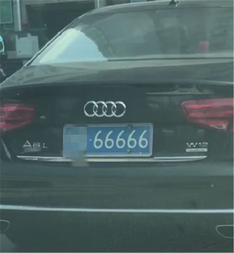 百万奥迪A8L现贵州,挂66666车牌,车牌价值不菲,尾标是W12