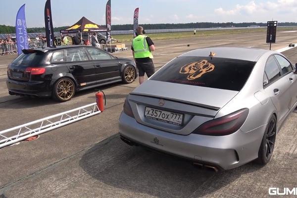 1000匹的哥斯拉-奔驰CLS63 AMG vs 700HP 奥迪RS3 Sportback