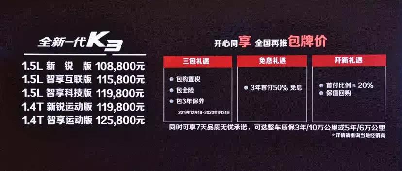 再推“包牌价”车型，全新起亚K3特别版上市售11.98万