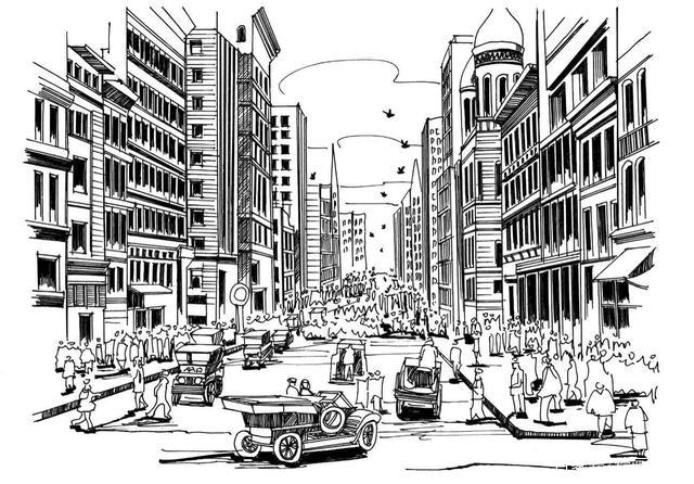 零基础钢笔画教程:分步骤教你画纽约街景建筑,简单易学,快临摹