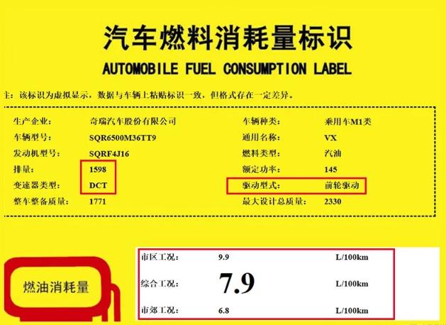 1.6T+7DCT组合 星途VX动力配置表曝光