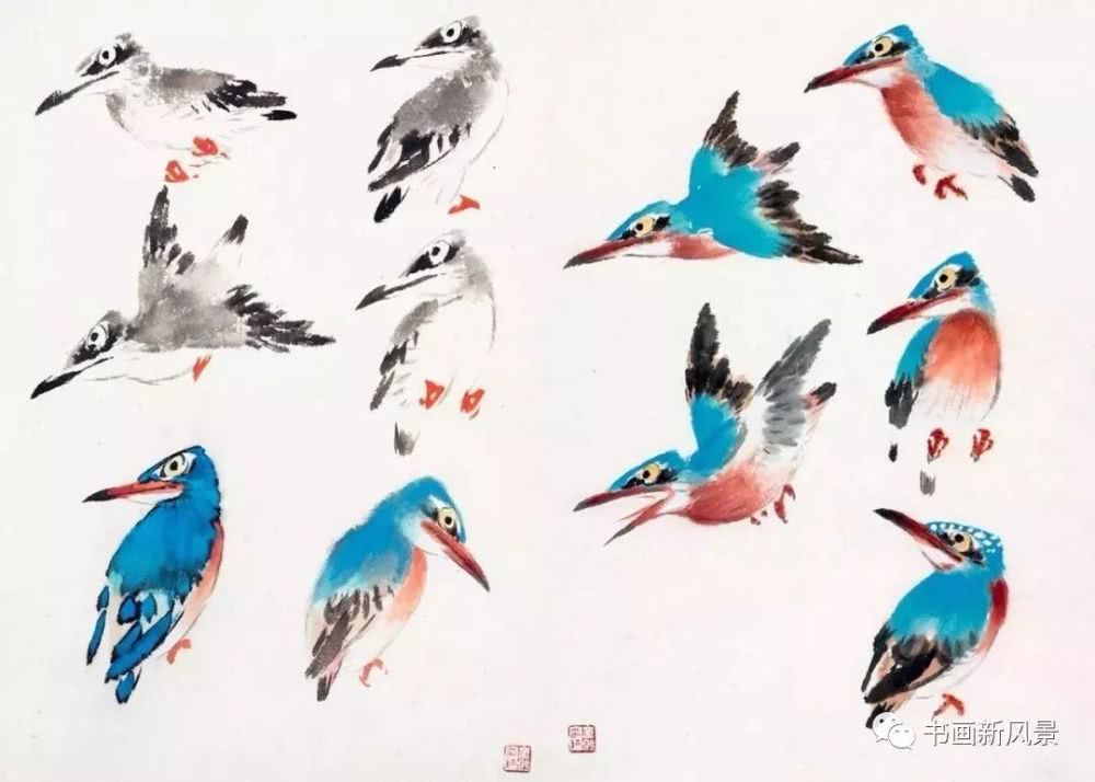 萧朗 翠鸟画法 萧朗(1917-2010),中国杰出的美术教育家,换 .