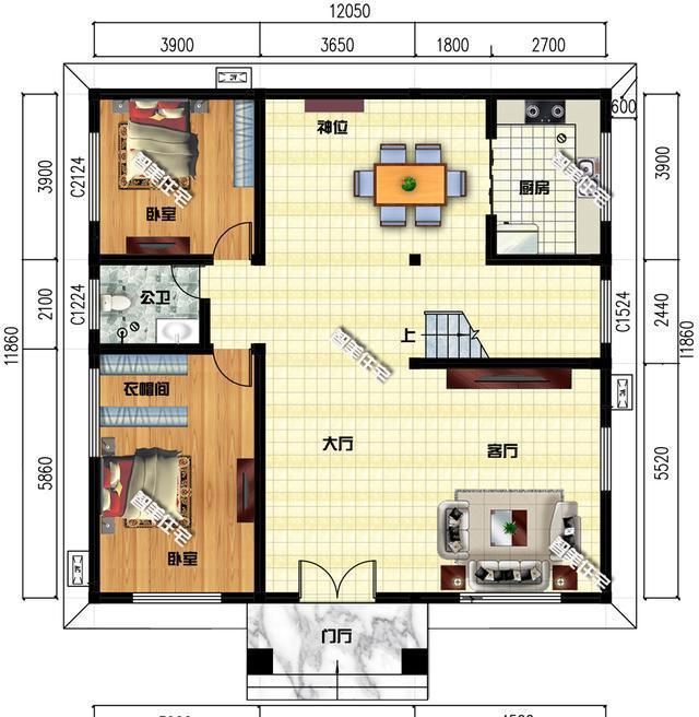 12米x12米房屋格局,12x12平方房子设计图 两栋12米面宽的别墅,室内设计8间卧室,父母还嫌少!