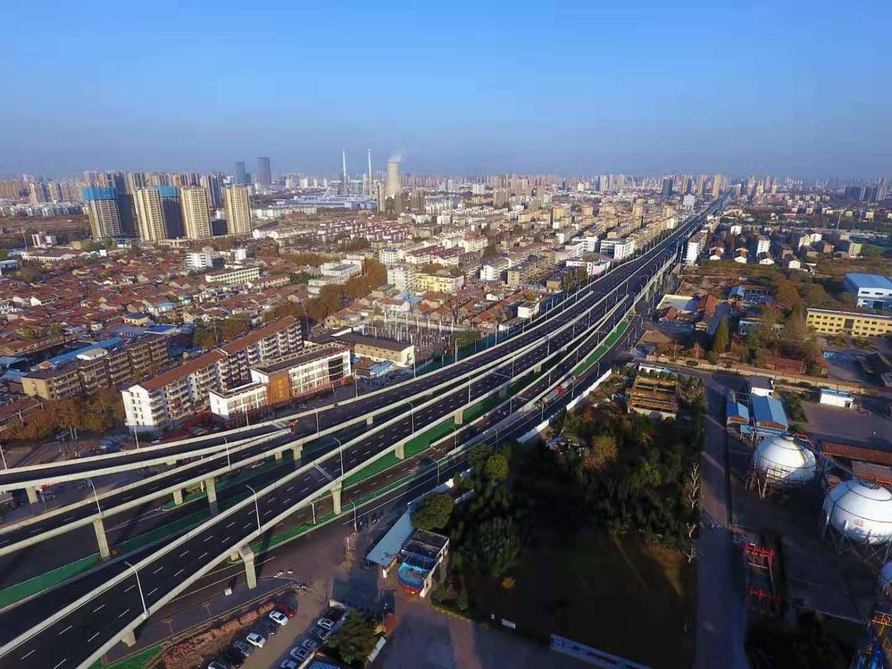 江苏淮安高架快速路最新建设进度 5标段桥梁主体初现全貌_社会_长沙社区通