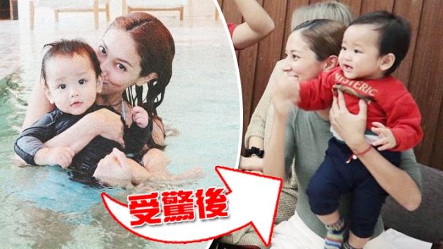 TVB小花陈凯琳带儿子见胞弟 宝宝见生人有点害怕