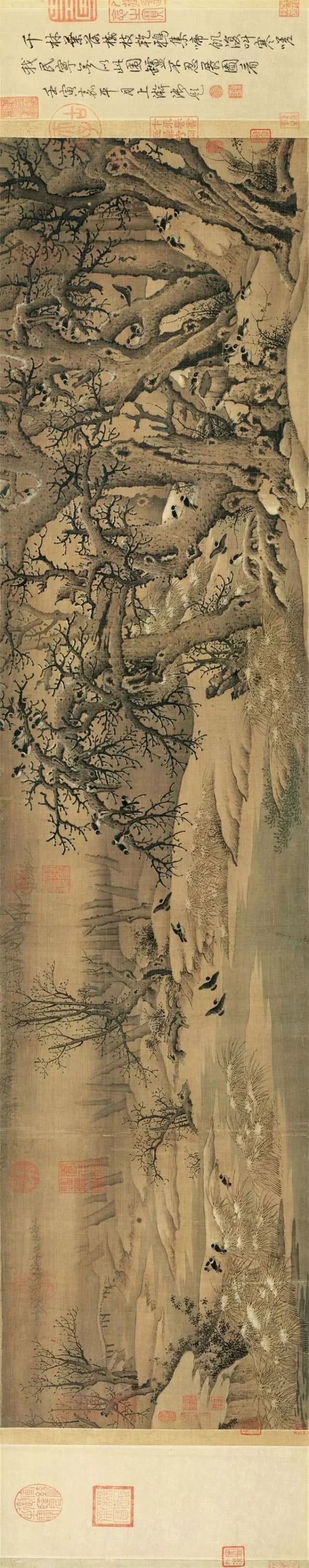 李成《读碑窠石图》(图中人物为王晓所画)