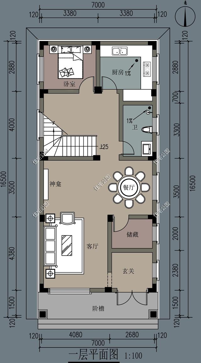 7米宽15米长房屋设计图,7米x15米户型图 面宽7米自建房,这样设计怎么样?11室3厅适合农村家庭