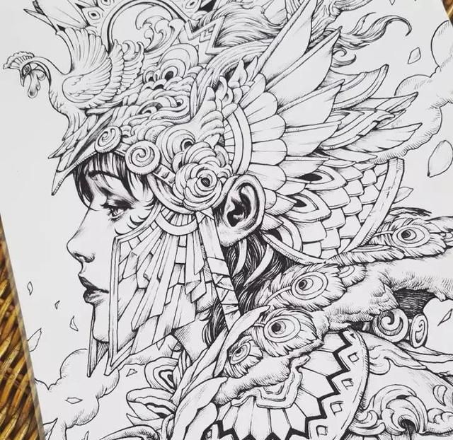 画功爆炸!难得一见的针管笔黑白插画,震撼眼球!