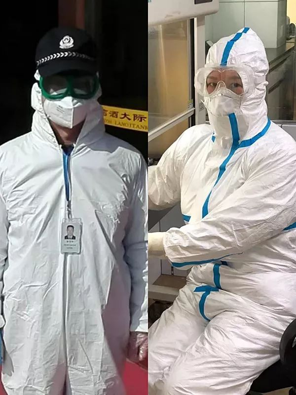张玉和蔼老婆冯海艳都身着防护服,奋战在湖北省荆门市京山市的抗疫一线。本文图片均由受访者供图