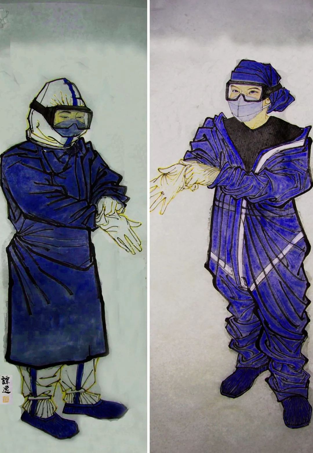 抗疫“宅”在家,一起云观展,来看江苏省国画院名家笔下的最美“逆行”身影!