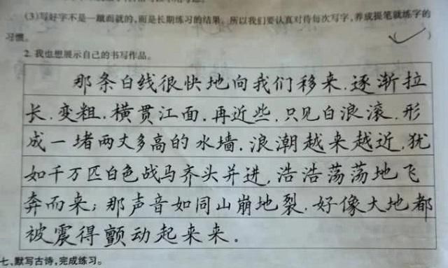 她是代课教师,写的作业评语像印刷体