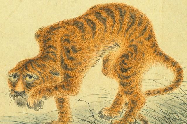 故宫一幅怪画,画中猛虎如病猫,放大一看,竟然是它吓蔫了老虎
