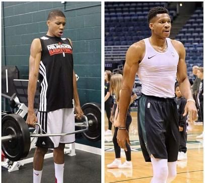 从竹竿变猛男 字母哥进入nba七年 体型变化大到妈妈不