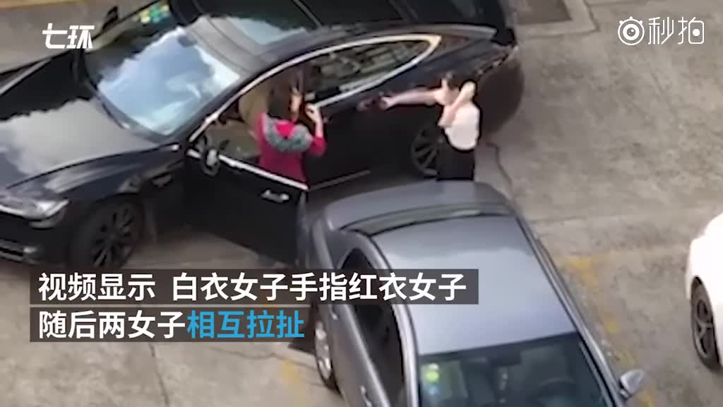 两特斯拉女司机争执,一方驾车剐蹭追撞