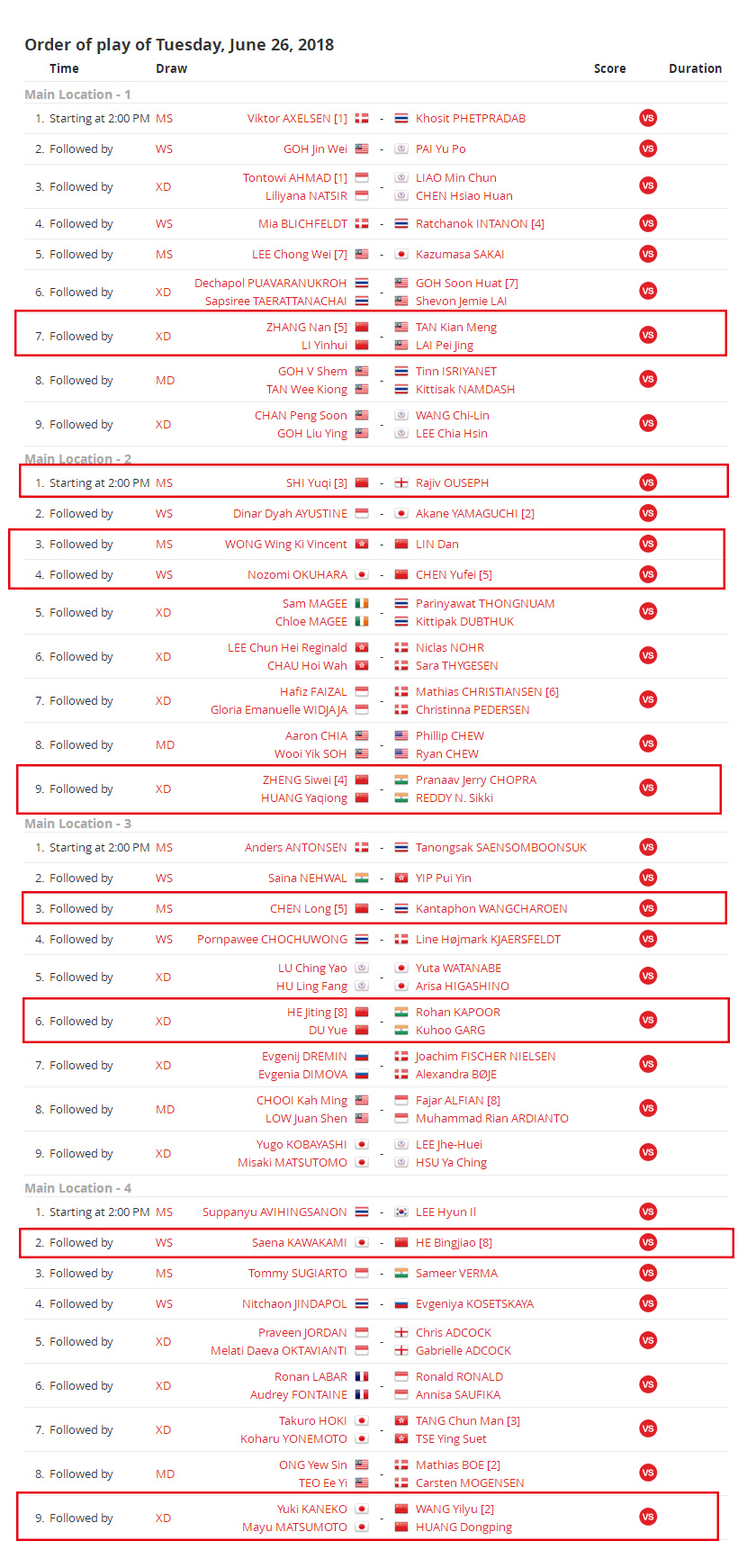 2018马来西亚羽毛球公开赛首日\/次日赛程 林丹