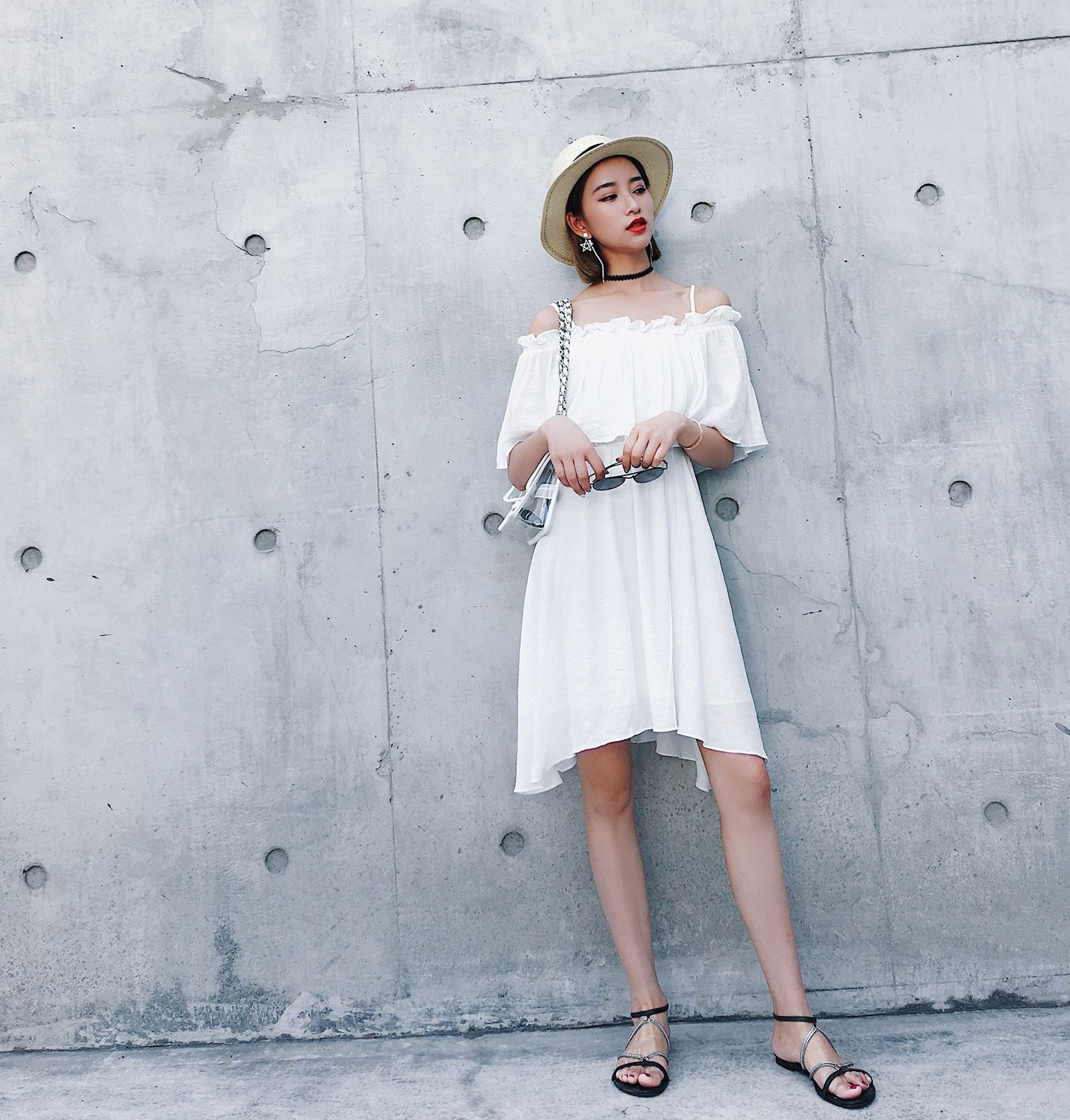 一字白色雪纺连衣裙精选,第1大气第3秀气,第5
