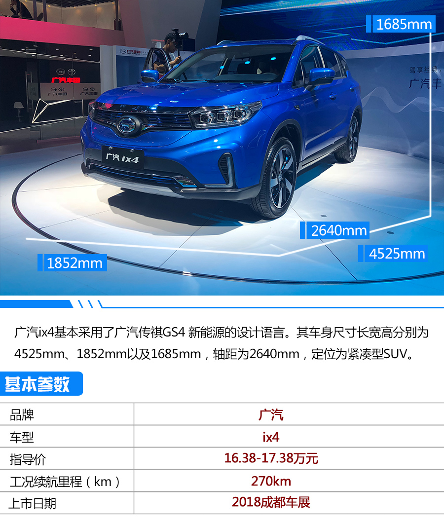 成都车展实拍广汽ix4 续航270km够用吗?