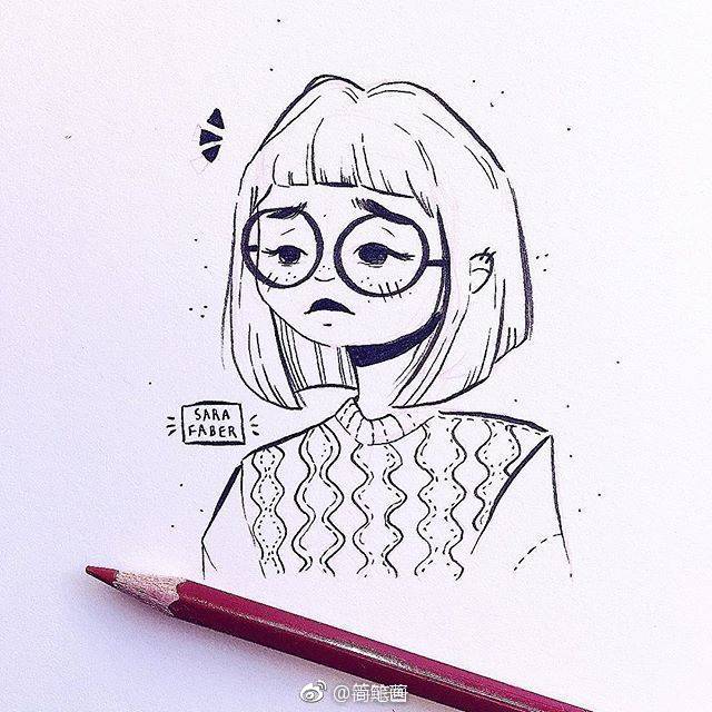 小清新简笔画手绘人物头像(ins:sarafaber)