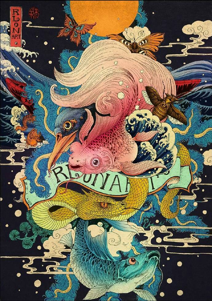 祥瑞,传统文化的结合/中国插画师rlon wang.