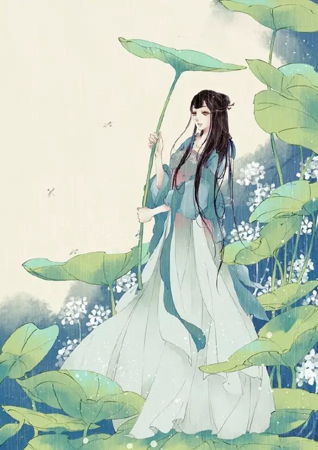 {插画教程}秀色掩今古,荷花羞玉颜,古风女子水彩教程