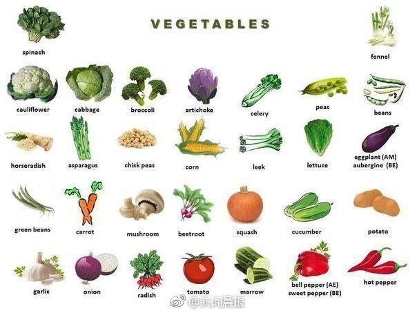 蔬菜的英语词汇大全