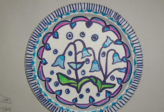 青花瓷盘子画作品展,8岁以内孩子能做到这样,已然很不错了