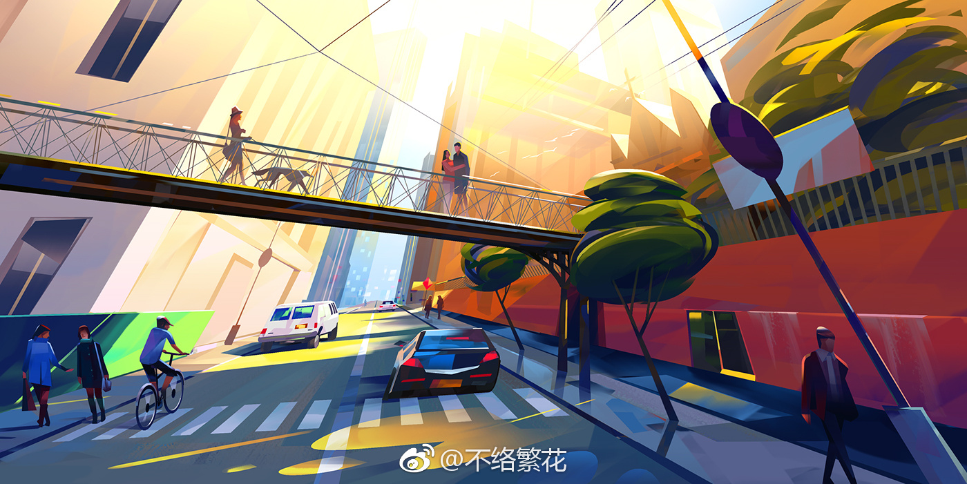印度人 jithin puthenpurakkal 的风景插画,很棒的透视法运用.