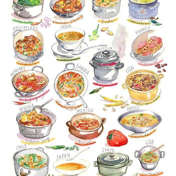 一百种食物水彩画法。Lucile Prache
