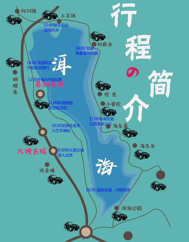 云南大理洱海环海旅拍花海+环海西路+骑行+双廊+环海东路
