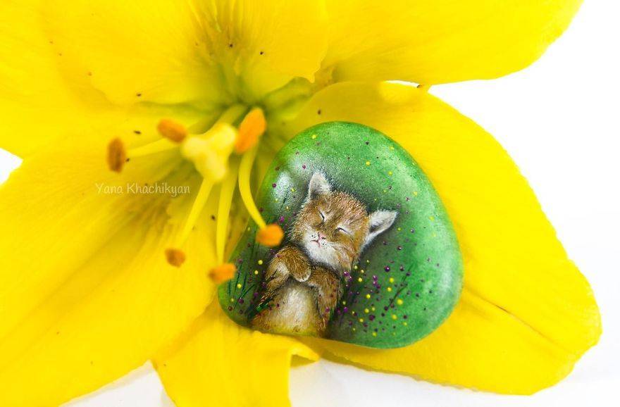 早安,石头上的可爱小画 :Yana Khachikyan