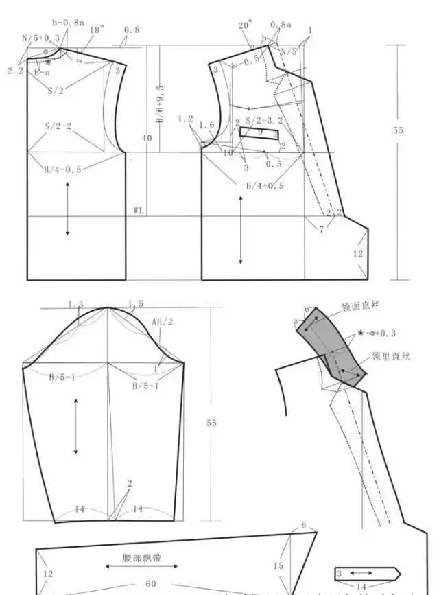 四款连体裤(裙)的裁剪图与工艺要求