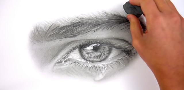 素描:流泪的眼睛(二)，我内心的伤痛你应该知道!