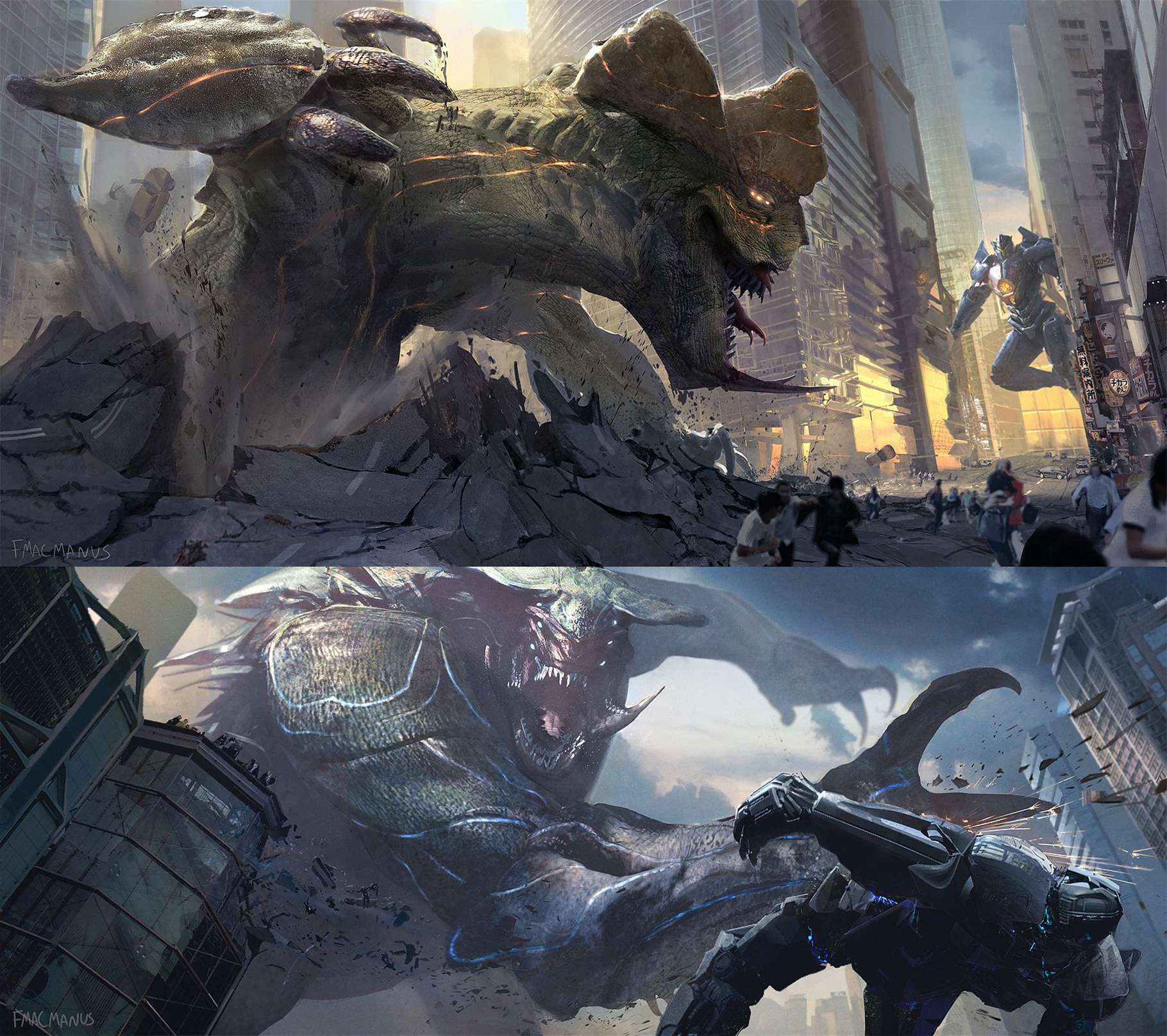 《环太平洋2》曝概念图,机甲大战超大怪兽,小机甲造型