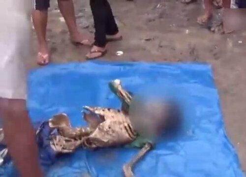 打捞上来的小男孩的软骨 组织都被食人鱼吞噬的一干二净了,只留下一具
