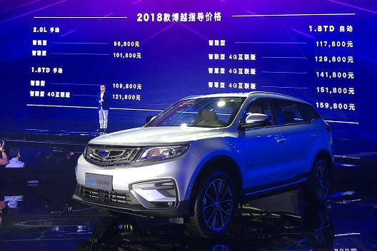 为智能出行而生 吉利2018款博越上市 售价9.88-15.98万元