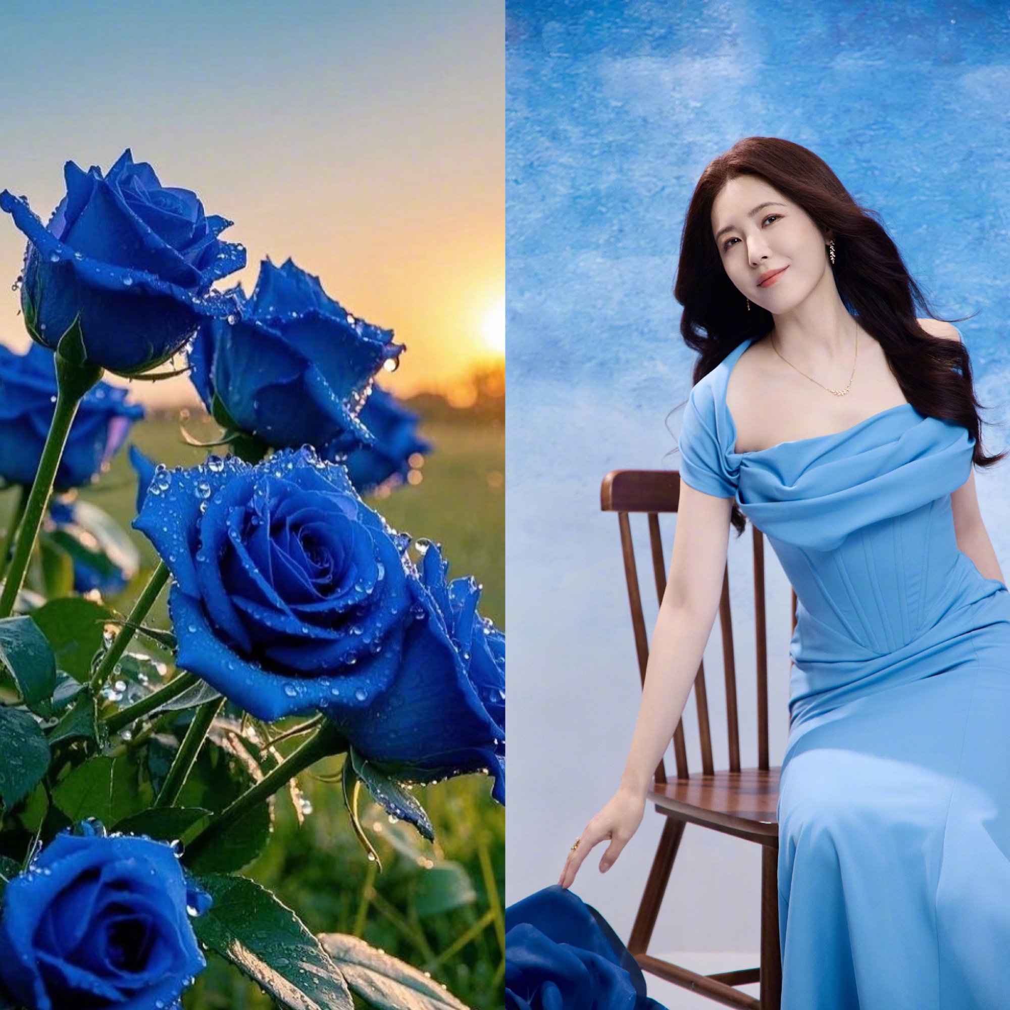 曾黎蓝色妖姬造型惊艳亮相