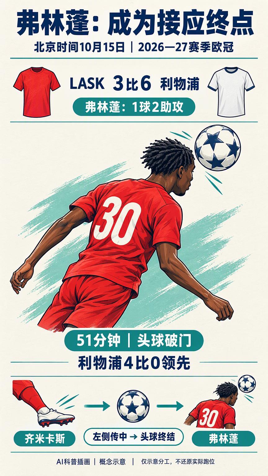 弗林蓬一球两助攻，利物浦欧冠6比3胜LASK