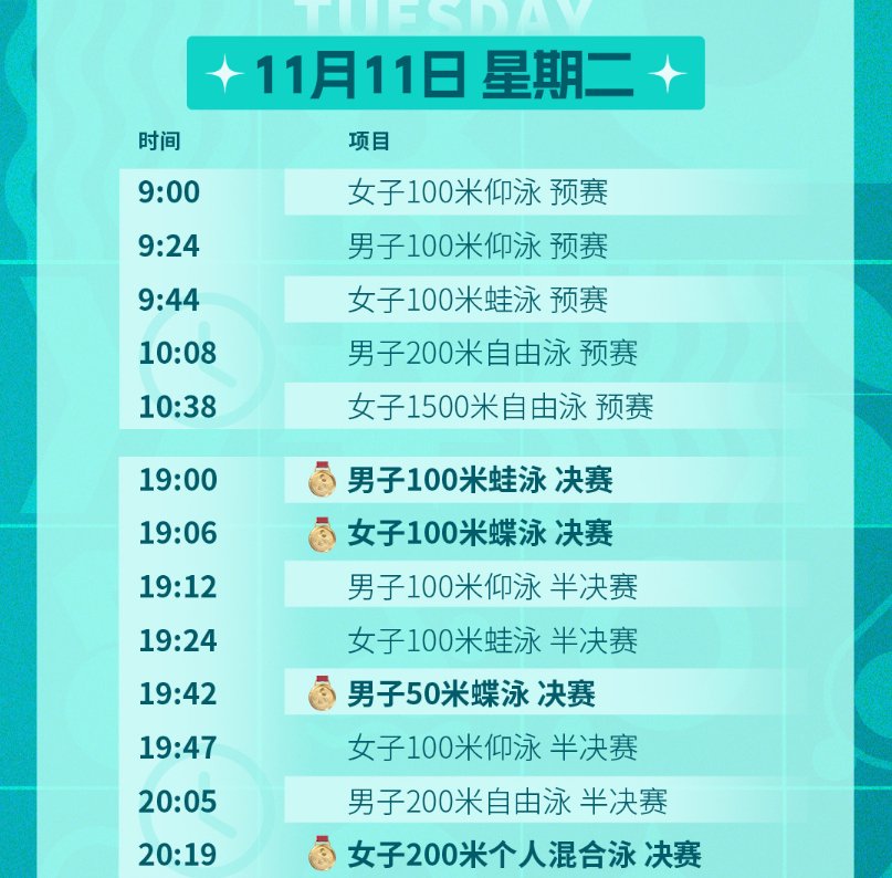 徐嘉余叶诗文亮相十五运游泳预赛，今日决出四金
