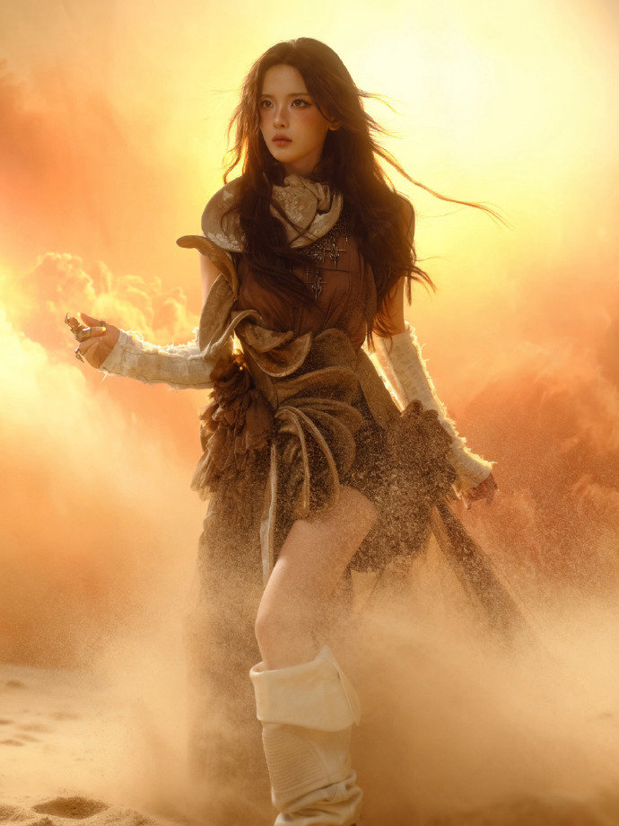 杨超越沙漠战神新春写真曝光