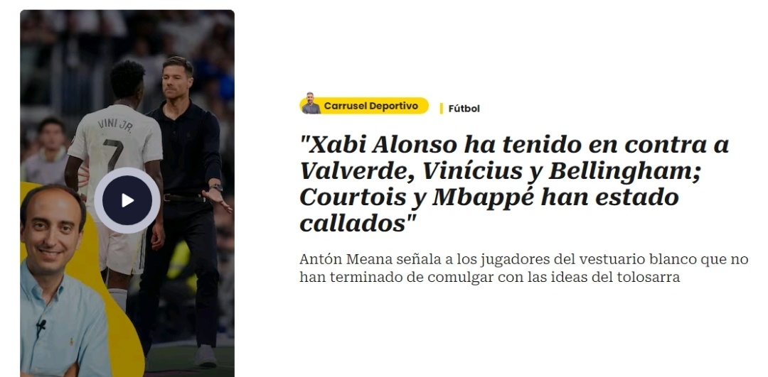 塞尔电台曝皇马更衣室分裂，三将不满阿隆索战术