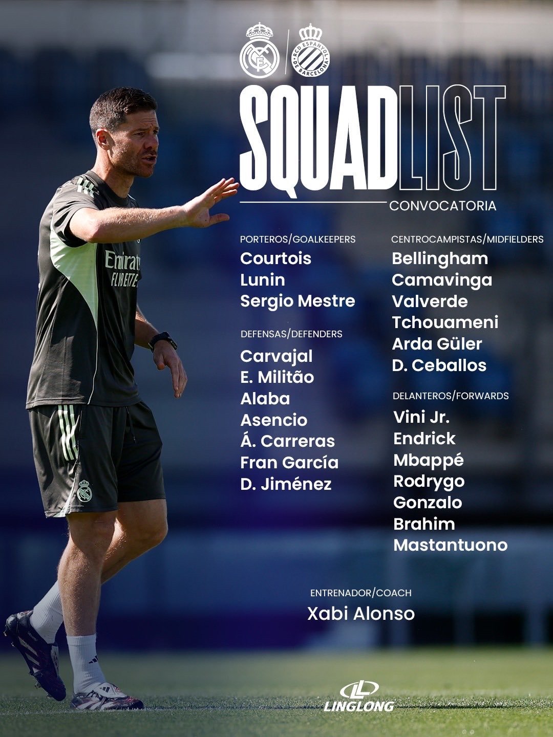 皇马公布战西班牙人大名单，恩德里克回归