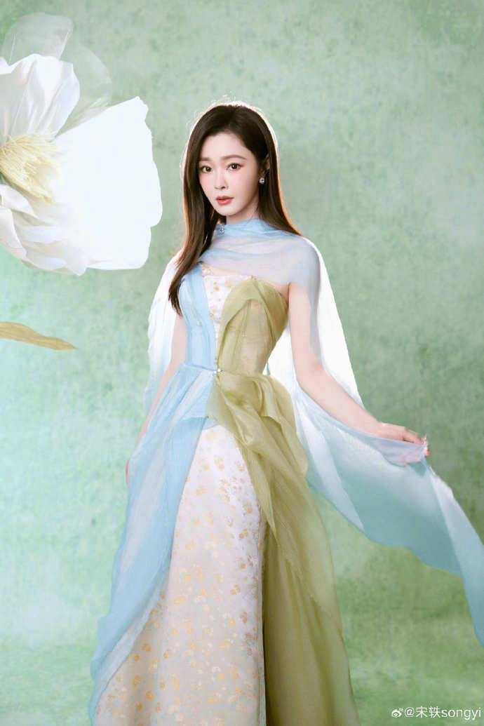 宋轶青绿长裙亮相央视网络春晚