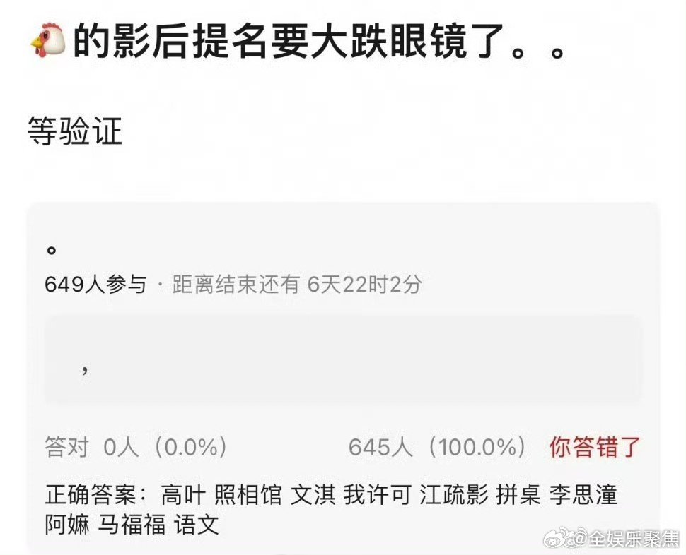曝金鸡奖最佳女主角提名名单 高叶文淇江疏影等入选