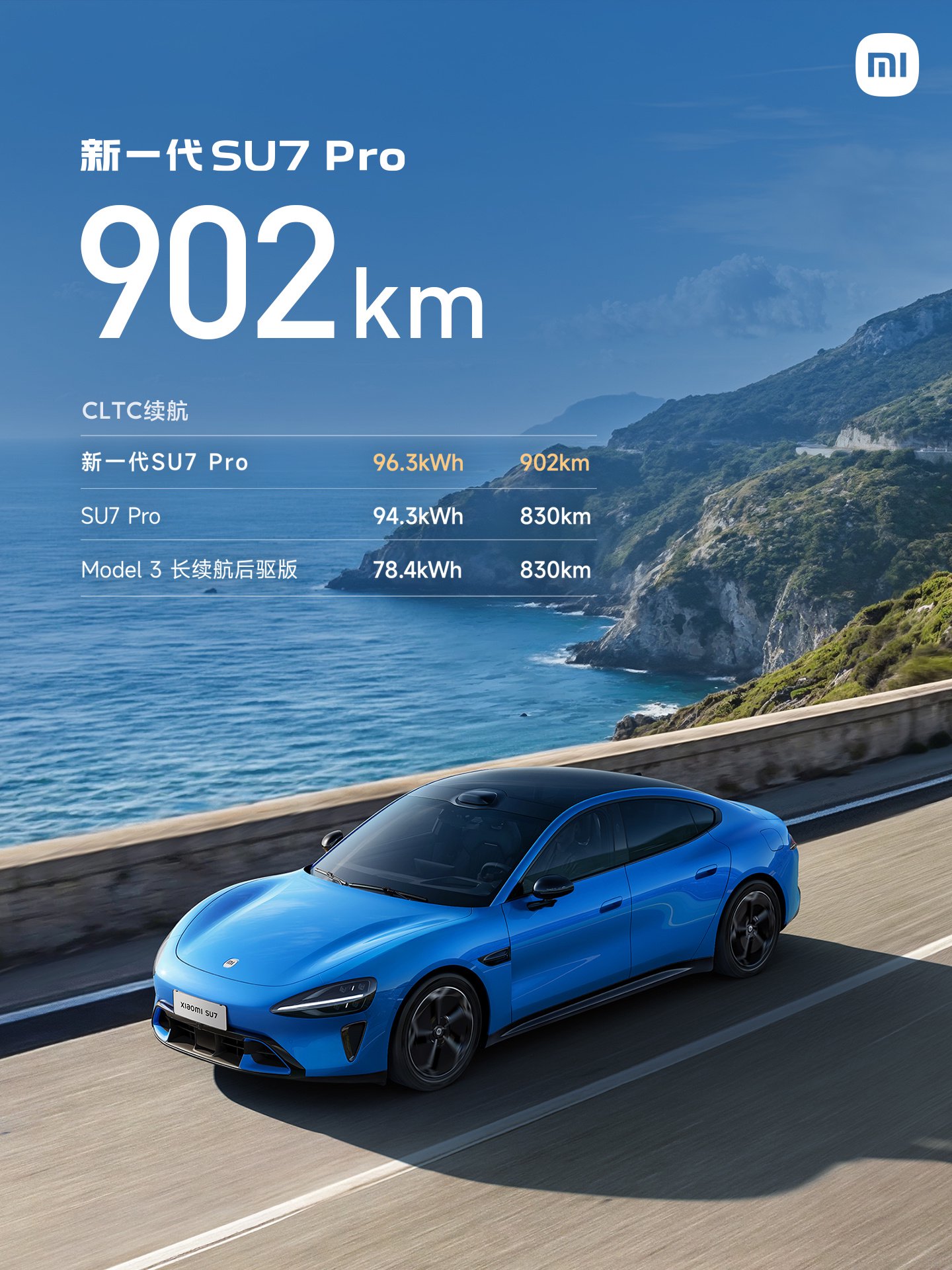 小米新一代SU7发布，全系V6s电机、最长续航902km