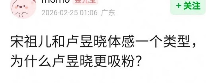 卢昱晓宋祖儿同类型艺人吸粉差异引关注