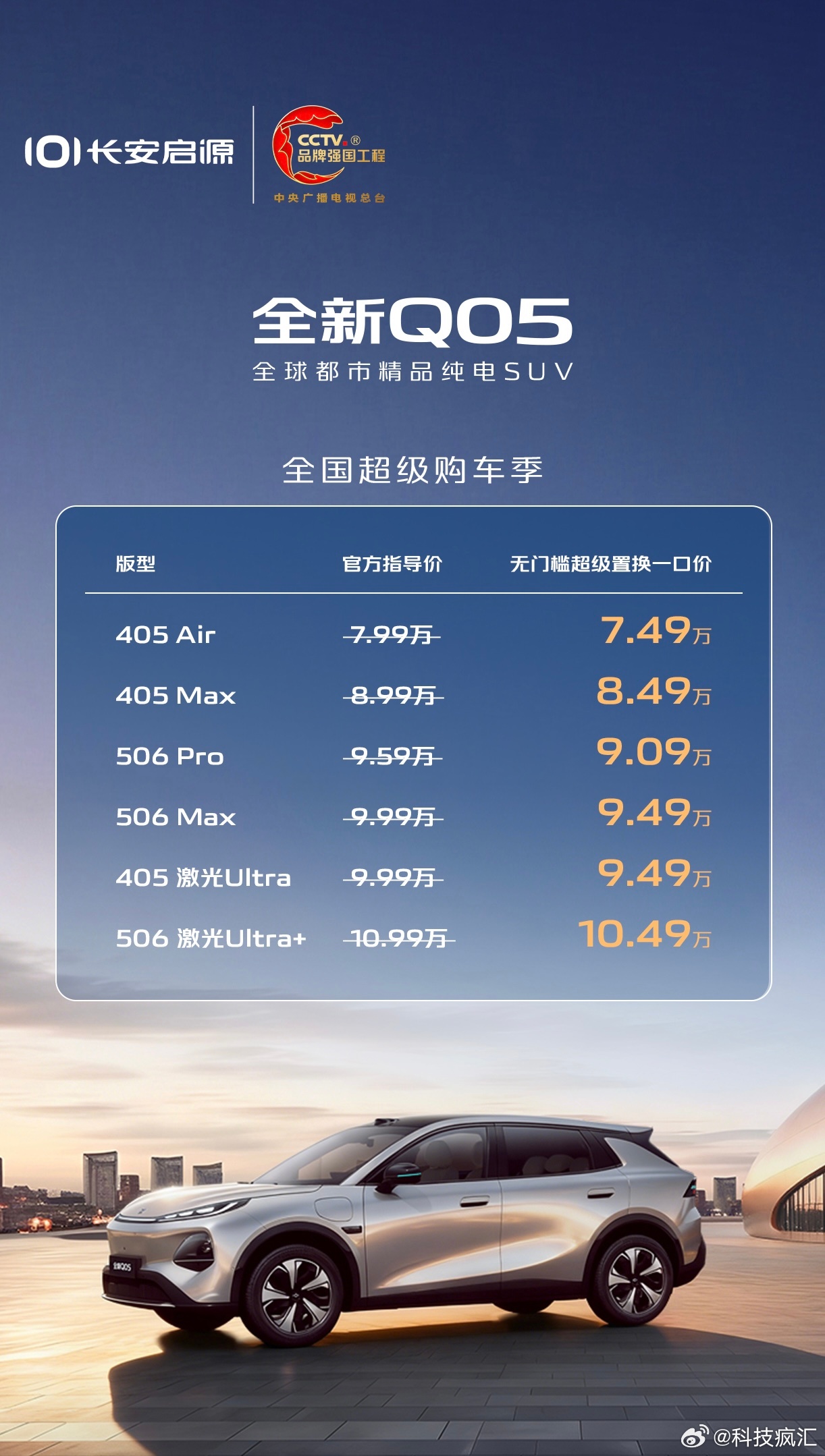 长安启源Q05上市，7.49万起配激光雷达