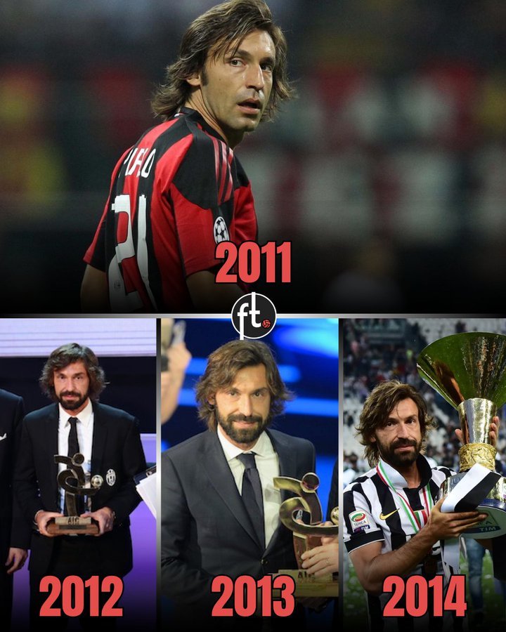 AC米兰放弃皮尔洛后其加盟尤文三夺意甲最佳