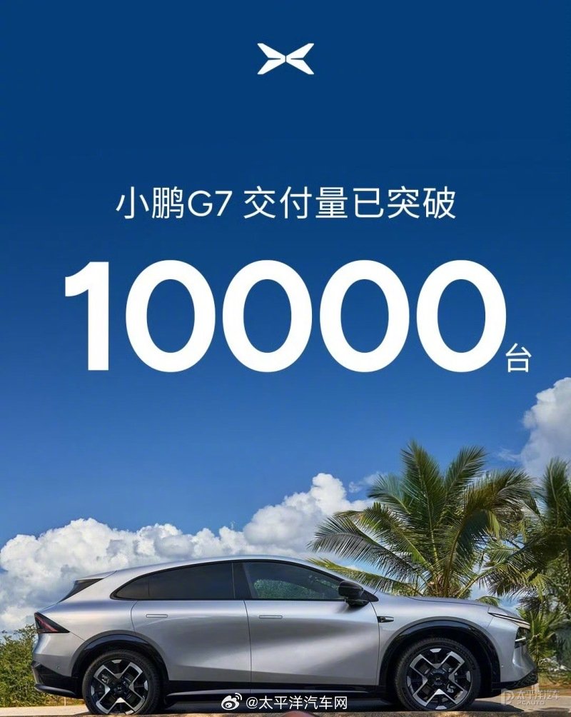 小鹏G7交付量破万，19.58万元起售中型SUV受市场认可