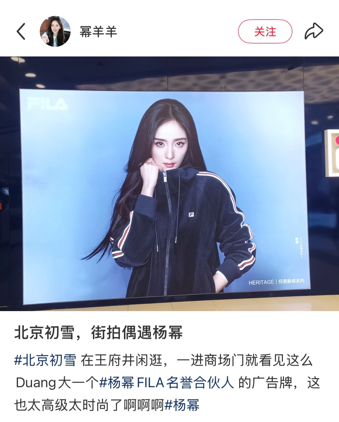 杨幂代言fila大地广告图曝光