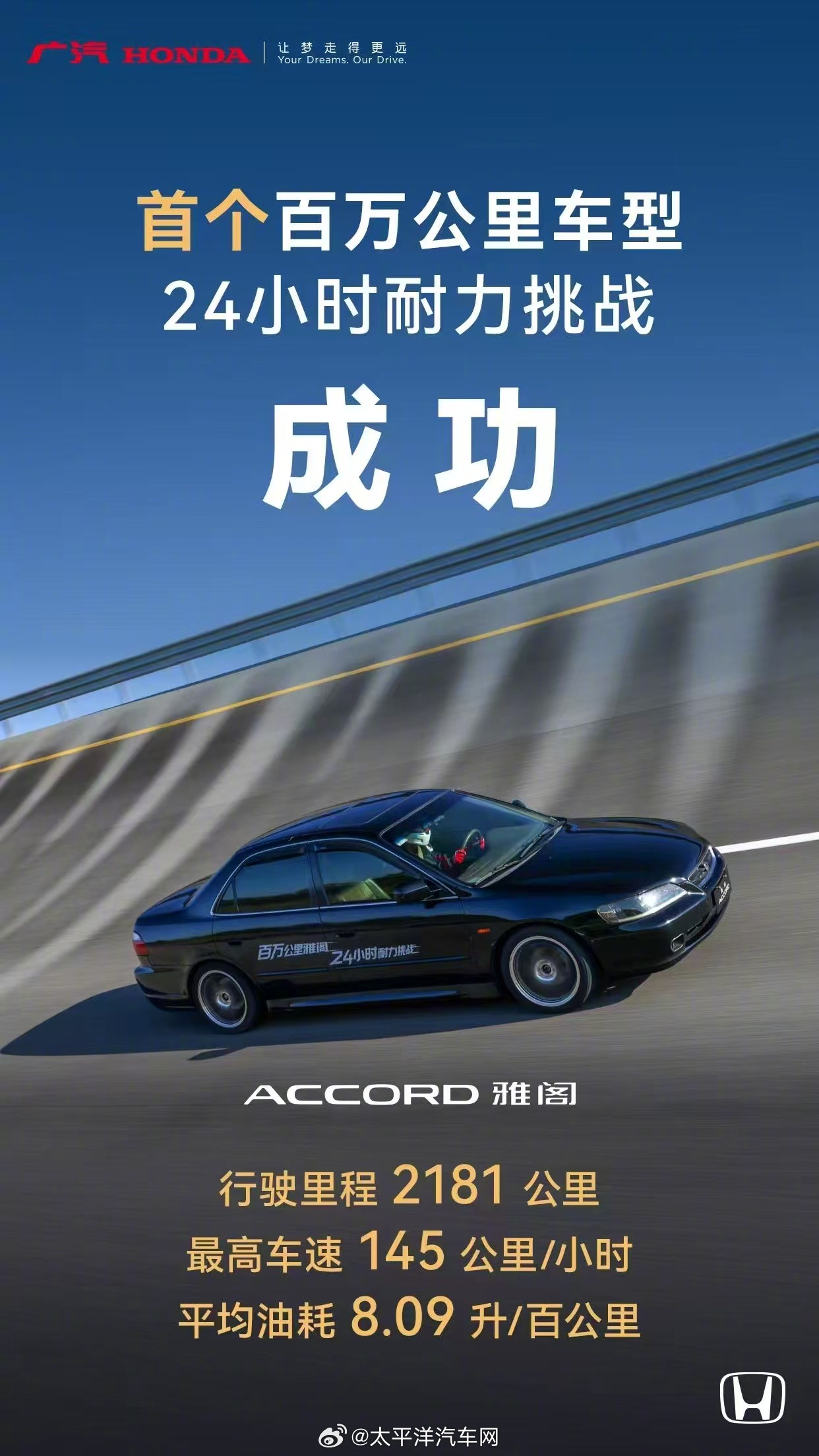 26年车龄雅阁24小时狂飙2181公里零故障